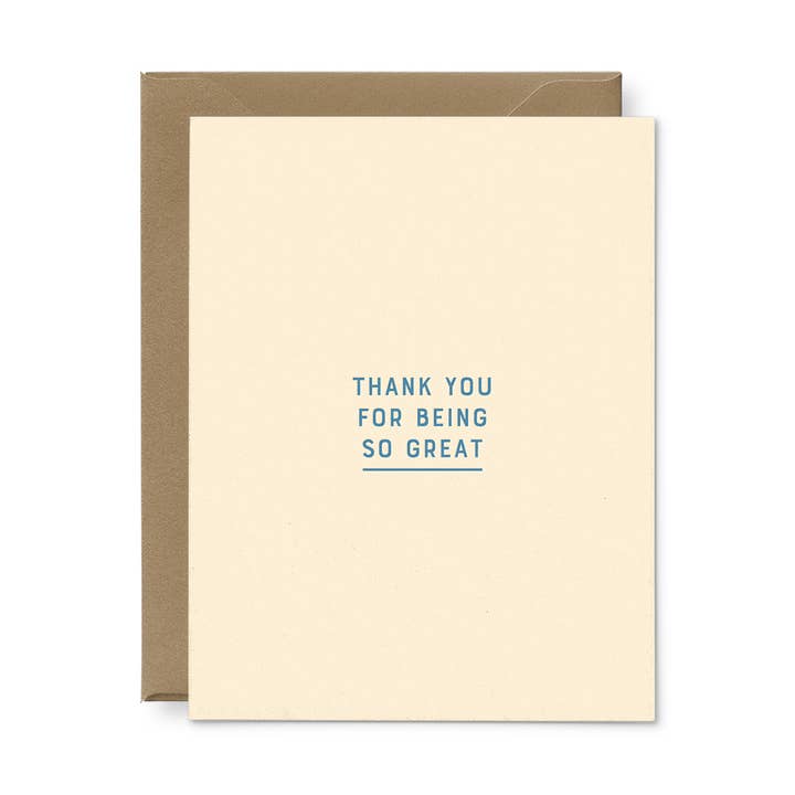 So Great Thank You Greeting Card- Single for wholesale by Ruff House Print Shop
