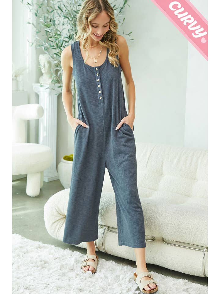 Sweet Lovely by Jen - Wholesale Jumpsuit - Women's - PLUS SIZE DAILY RELAXED BUTTON DOWN JUMPSUIT9