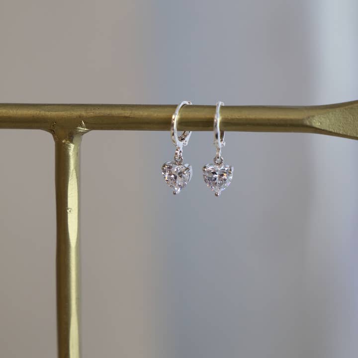 Silver CZ HEART HUGGIES for wholesale on Faire