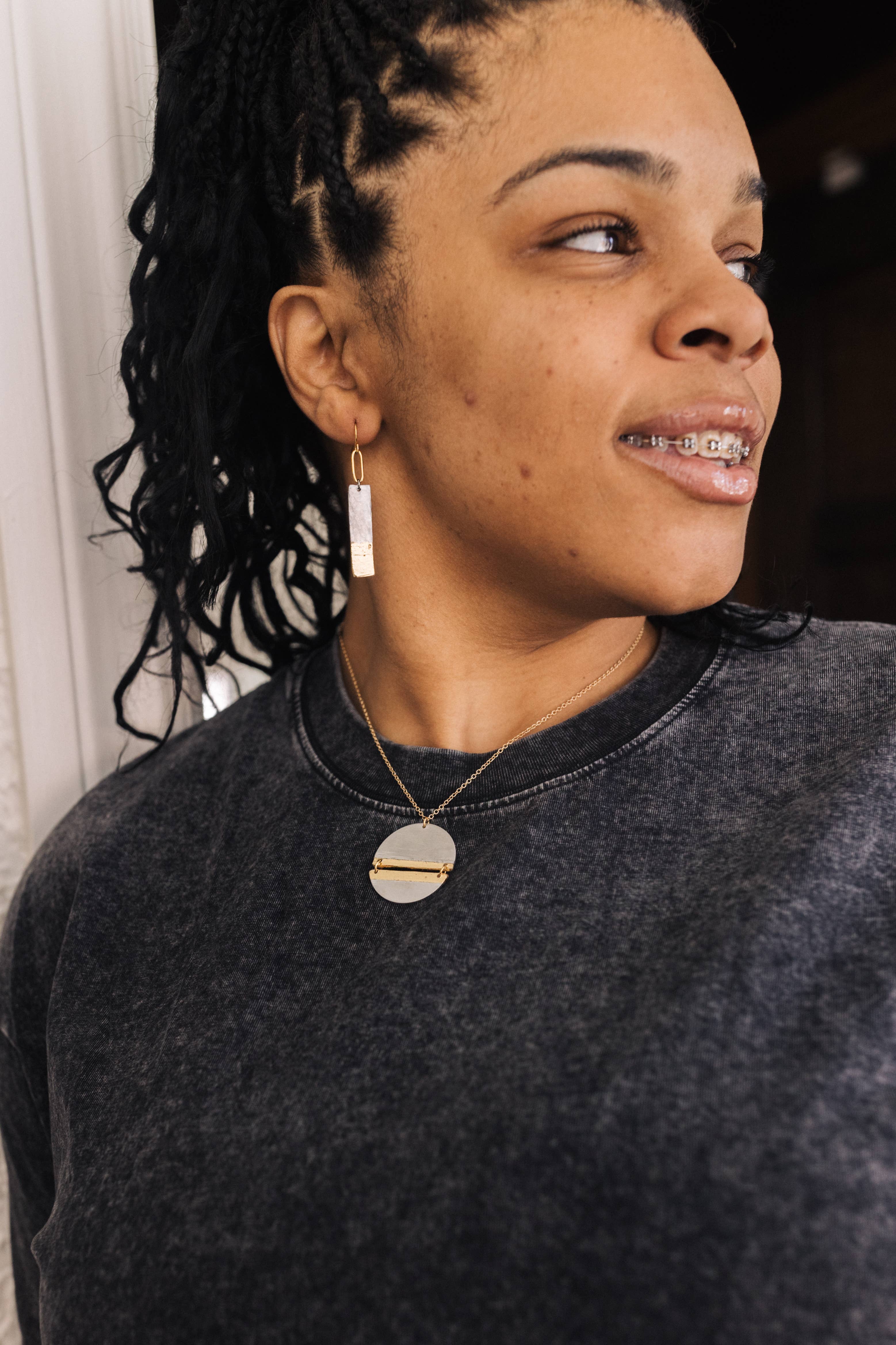 Mend on the Move - Wholesale Dangle Earrings - The Light Ahead Aluminum & Gold Plated Earrings3