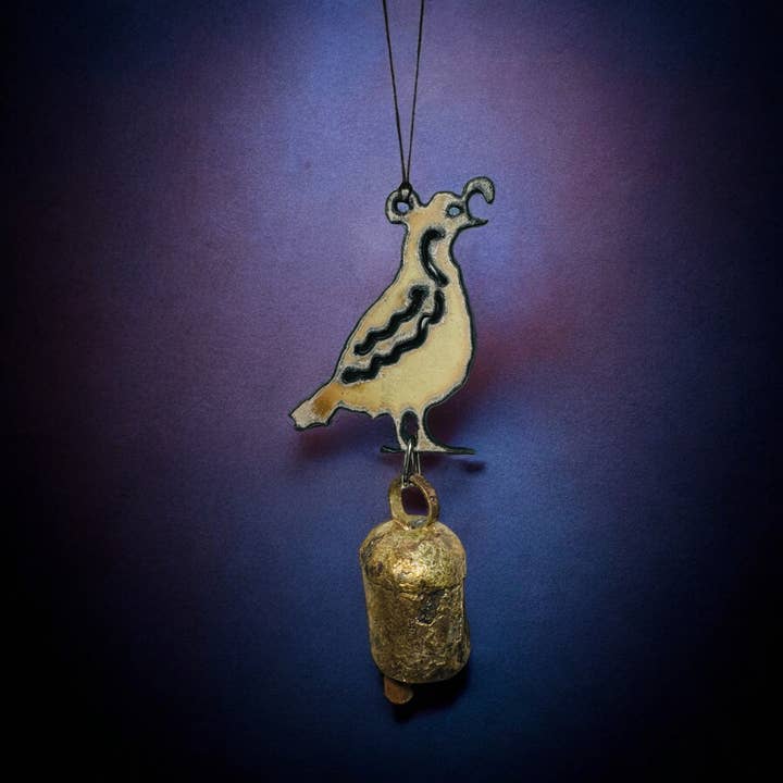 Whimsies - Wholesale Wind Chime - Metal Quail Wind Chime ornament sustainable Southwest West8