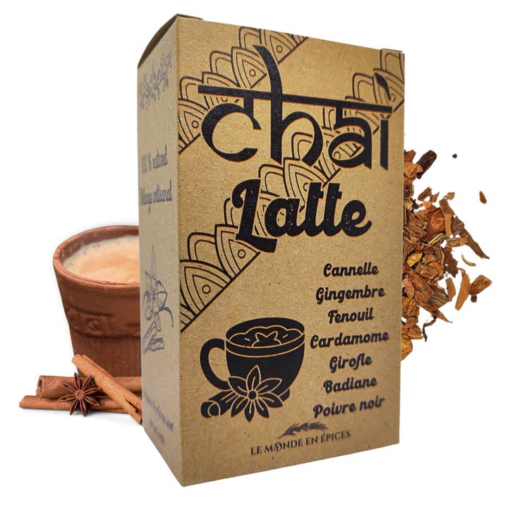 Chai Latte kruiden kartonnen doos 90 g - Set van 12 voor wholesale door Tradition Nature