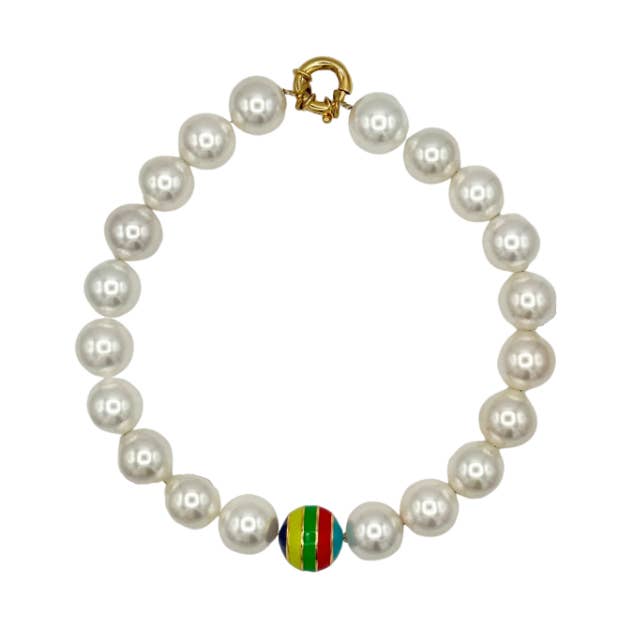 Chunky 24k guldbelagt charmeperlehalskæde/N498 for engroshandel hos Timeless Pearly