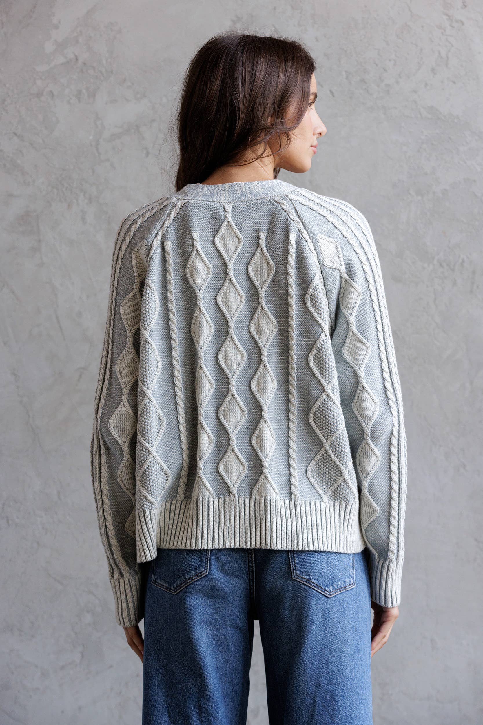 STORIA - Vente Cardigan – femme - JT7252-GILET À BOUTONS EN MAILLE CÂBLÉE10