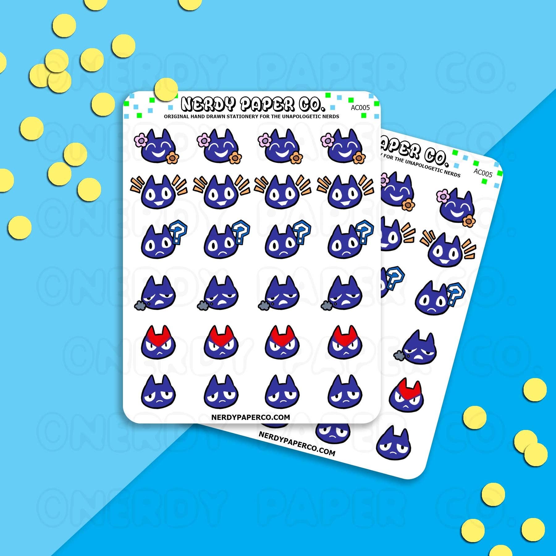 NERDY PAPER CO. - Wholesale Sticker - ANIMAL CROSSING CONVERSATION EMOTION EMOJIS - Hand Drawn Planner Stickers - Deco - AC0050