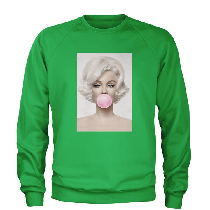 Expression Tees - Wholesale Graphic Sweatshirt - Unisex - Marilyn Monroe Pink Bubble Gum Adult Crewneck Sweatshirt4