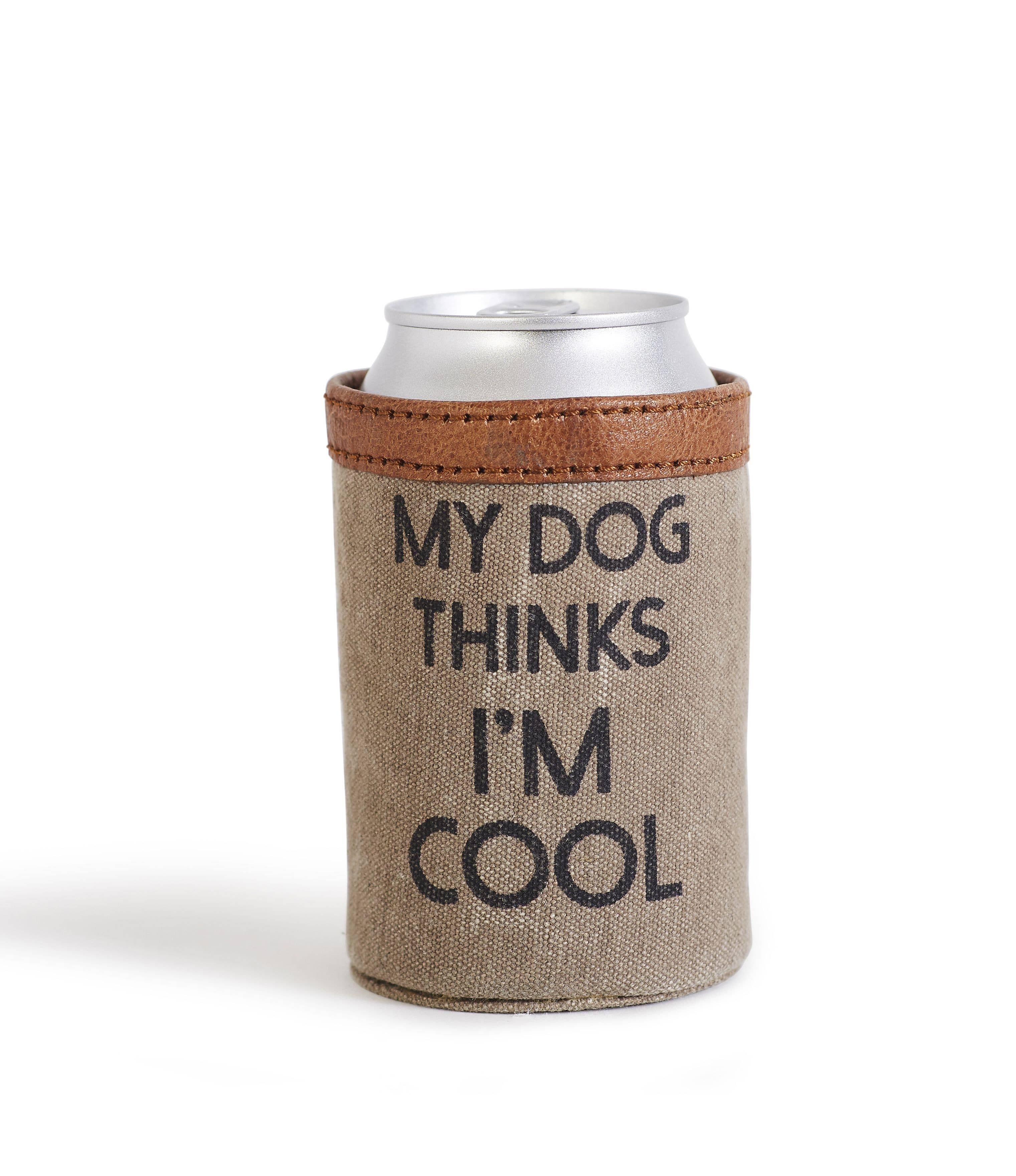 Mona B. - Wholesale Drink Huggers & Koozies - I'm Cool Up-Cycled Canvas Drink Hugger Can Cover1