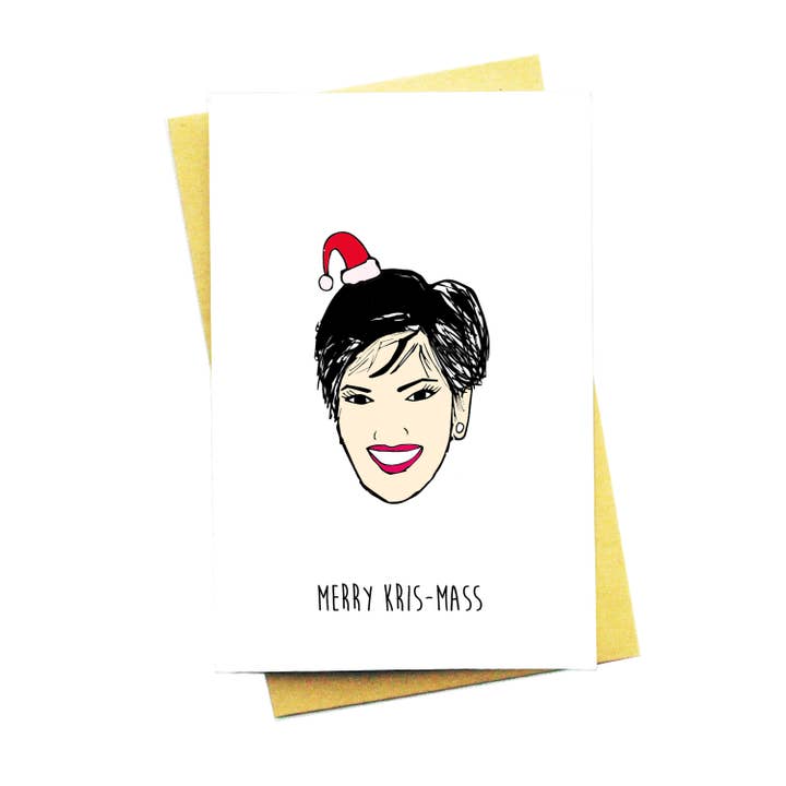 Merry Krismas...Funny Kris Jenner Kardashian Holiday Card for wholesale by Nocturnal Paper