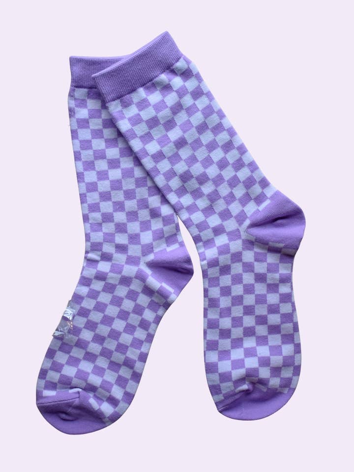Lunamise - Wholesale Socks - Women's - Purple Checkered