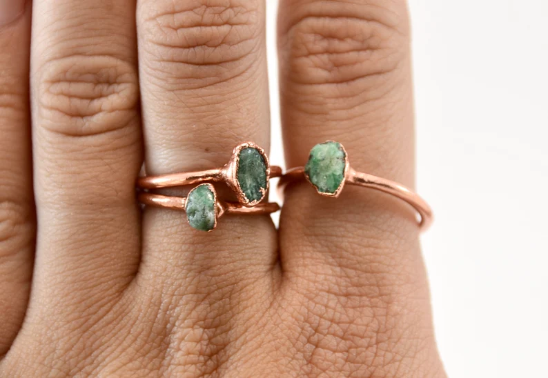 Daddy Daughter Jewelry – Anel de pedra única/solitário por atacado – Anel Esmeralda | Anel de pedra de nascimento de maio | Joias Birthstone7