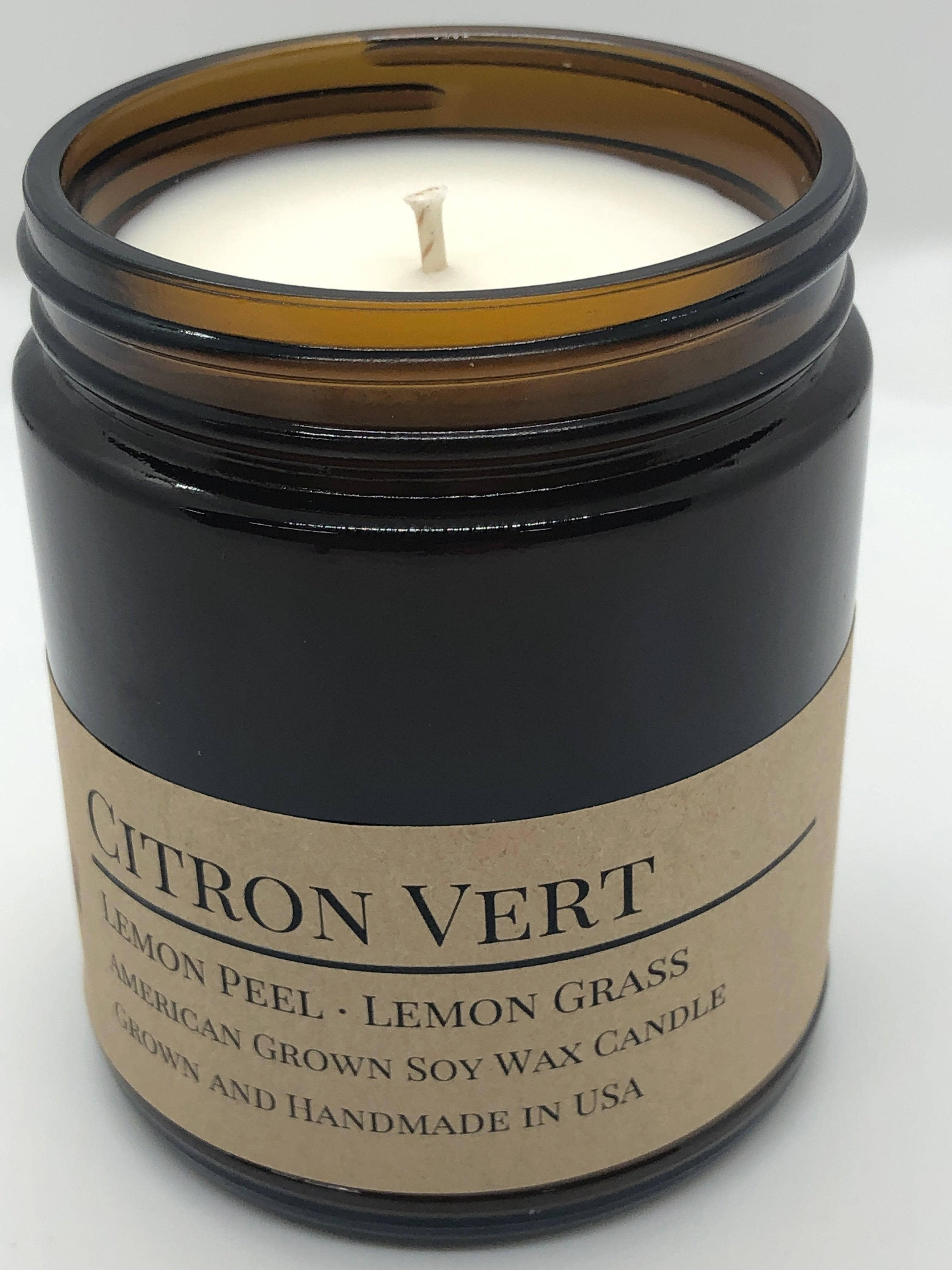 VIAI Beauty - Wholesale Jar/Filled Candle - Citron Vert Soy Wax Candle | 9 oz Amber Apothecary Jar2