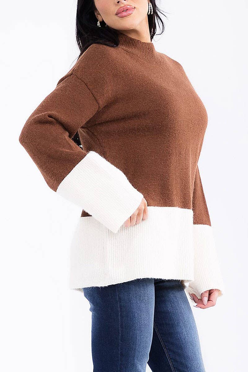ROUSSEAU - Wholesale Knit Sweater - Women's - LONG SLEEVE COLORBLOCK PULLOVER SWEATER4