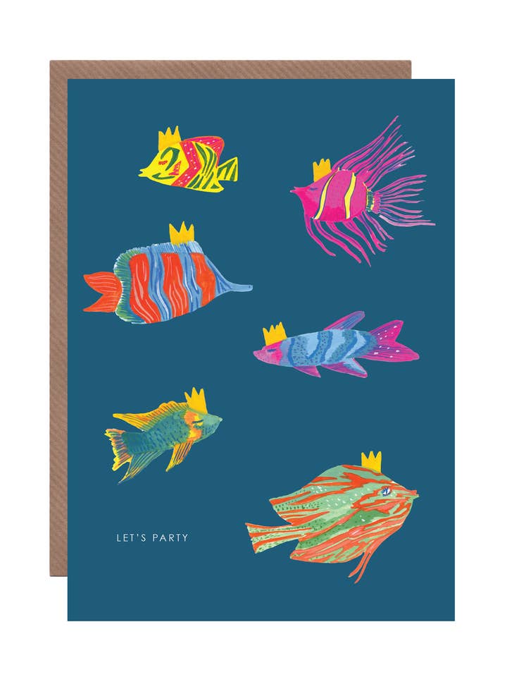 Carte de vœux d'anniversaire « Party Fish » pour la vente par Hutch Cassidy (Greetings Cards and Paper Goods)