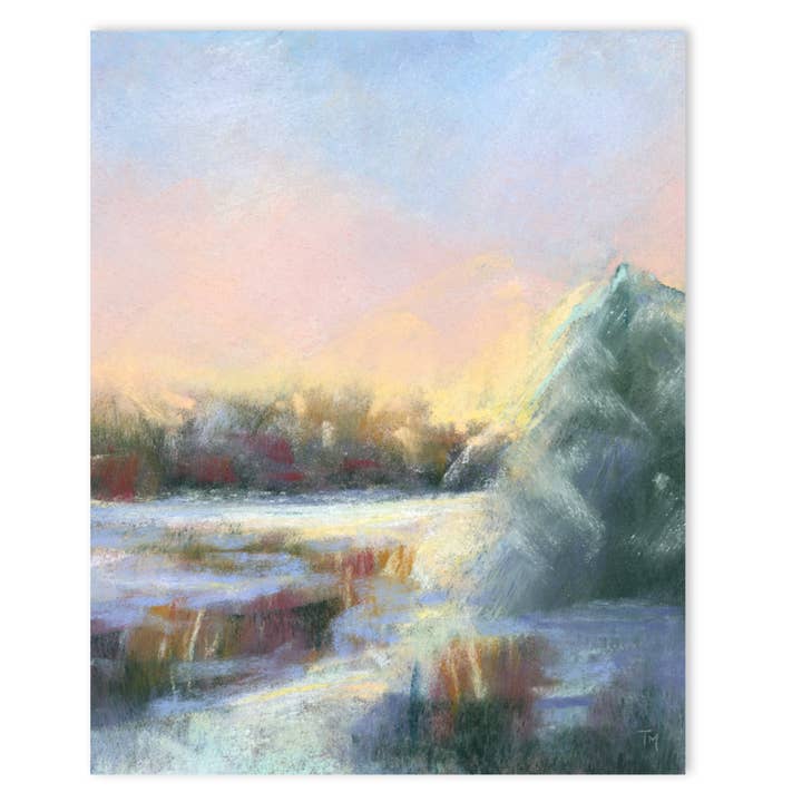 Winter Moment Vertical Soft Pastel Giclée Art Print for wholesale by Tiffany Mackay Art