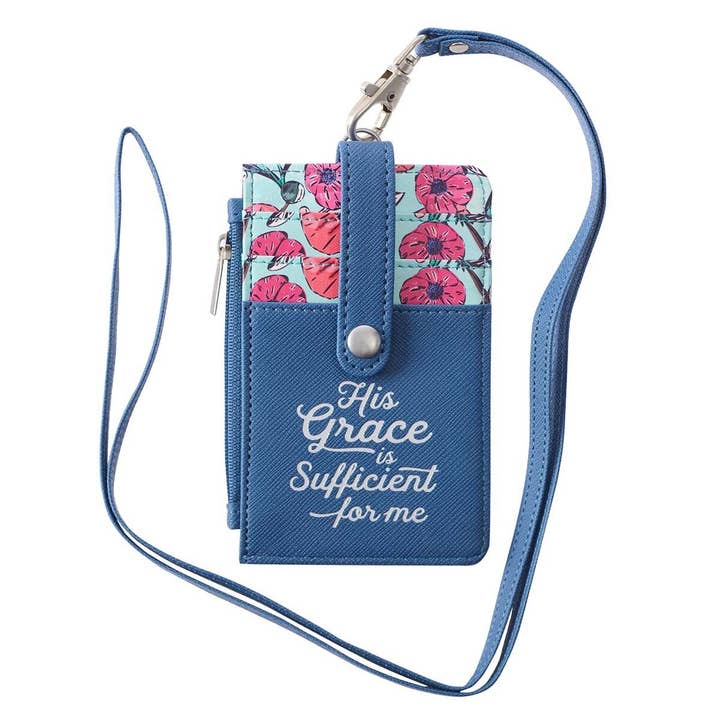 His Grace is Sufficient Faux Leather ID Card Holder for wholesale by Christian Art Gifts