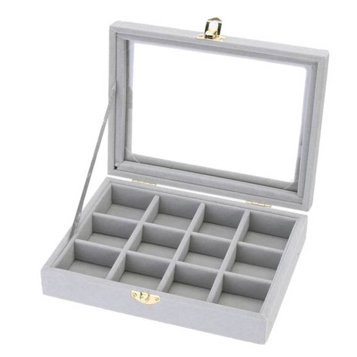 Emilie collection - Wholesale Jewelry Box/Organizer - Jewelry box compartments grey
