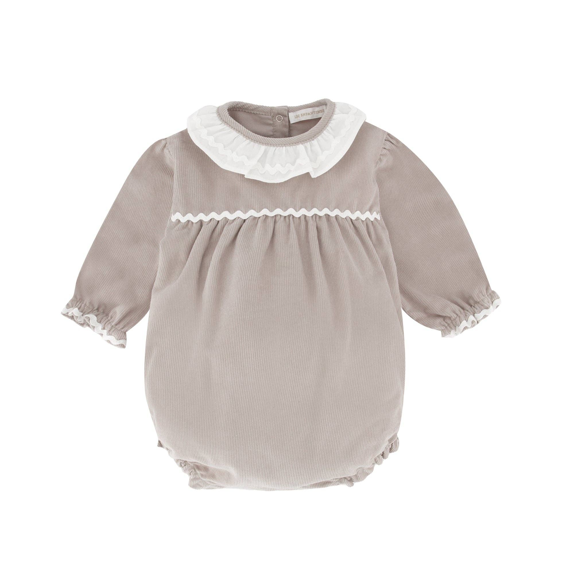 LES ENFANTINES - Wholesale Bodysuit (Non-Footed) - Baby - Beige velvet chameleon romper1