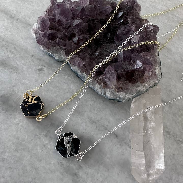 Twisted Pine Jewelry - Wholesale Pendant/Charm Necklace - Kintsugi Necklace - Onyx - Silver & Gold7