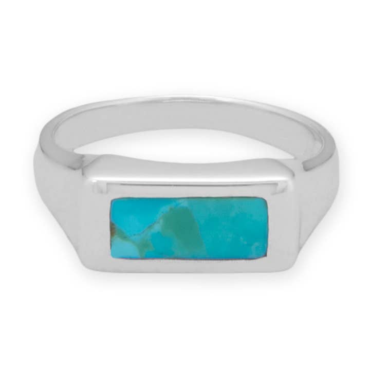 Rhodium Plated Turquoise Bar Ring for wholesale by Silver Stars Collection