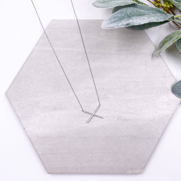 Crossleigh Necklace - White Gold for wholesale by MM Designs
