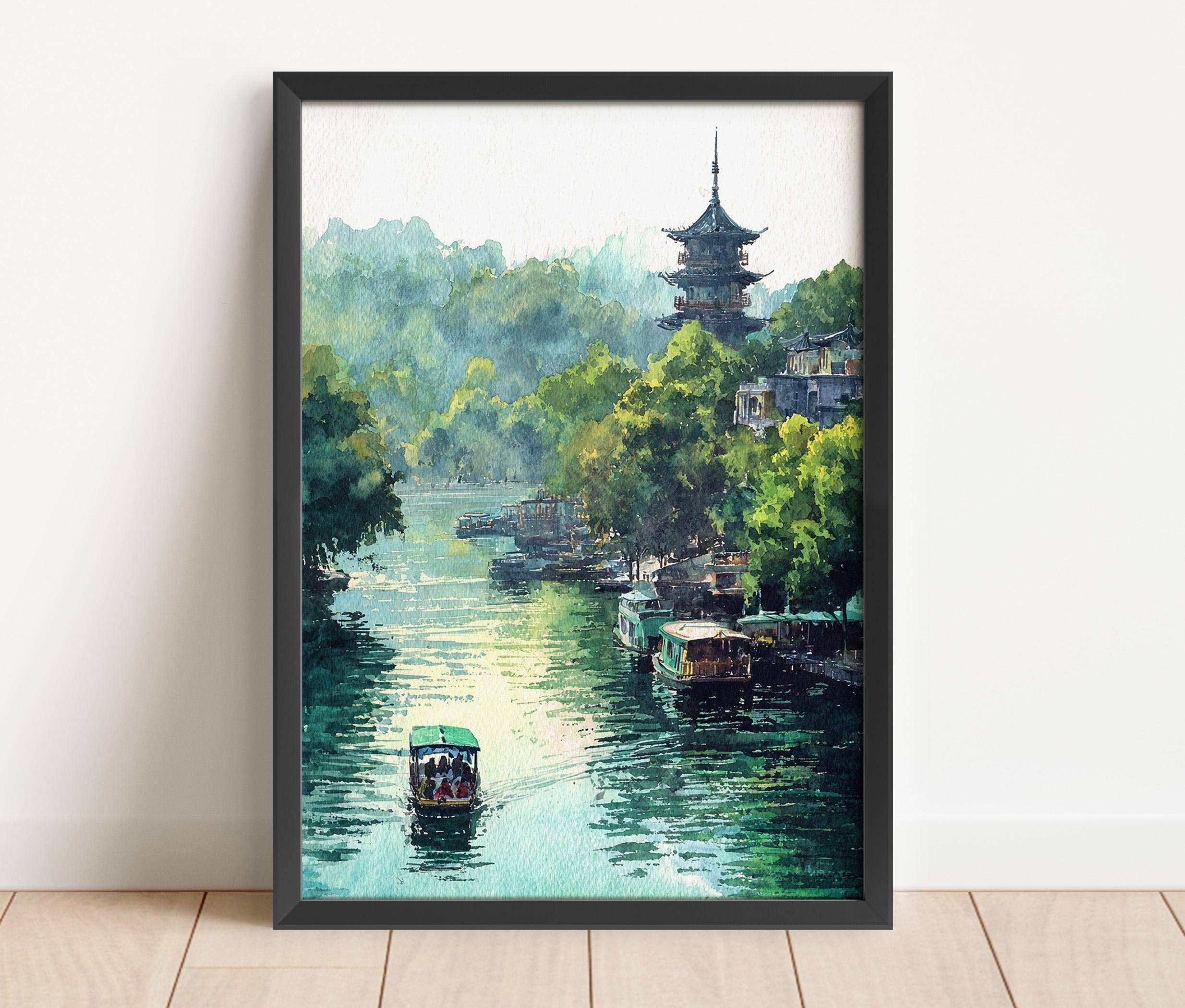 Premium Travel Art - Wholesale Art Print - Hangzhou China Watercolor Art Hangzhou Travel Print Hangzhou China Artwork Hangzhou Decor China Wall Art4