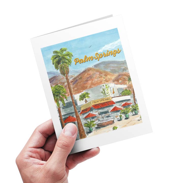 Carte de vœux pliée du centre-ville de Palm Springs avec enveloppe 5x7 pour la vente par Maria Langgle