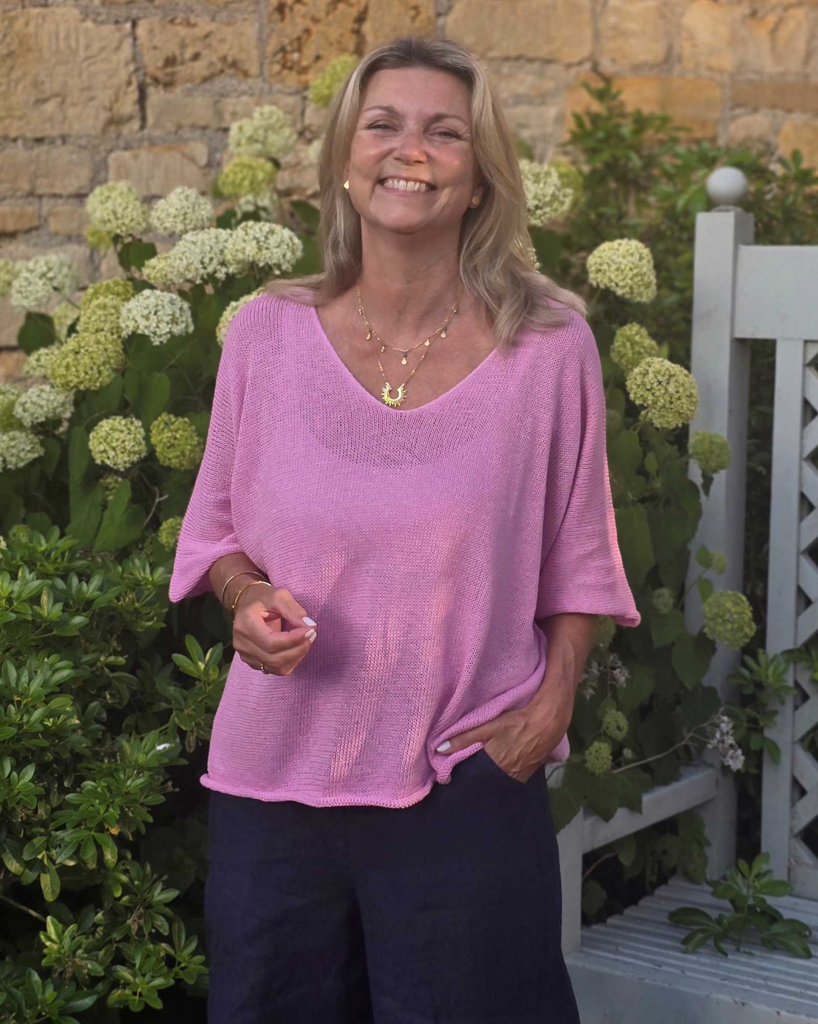 Cadenza Italy Ltd - Wholesale Knit Top - Women's - Cotton Blend V Neck Tunic Top14