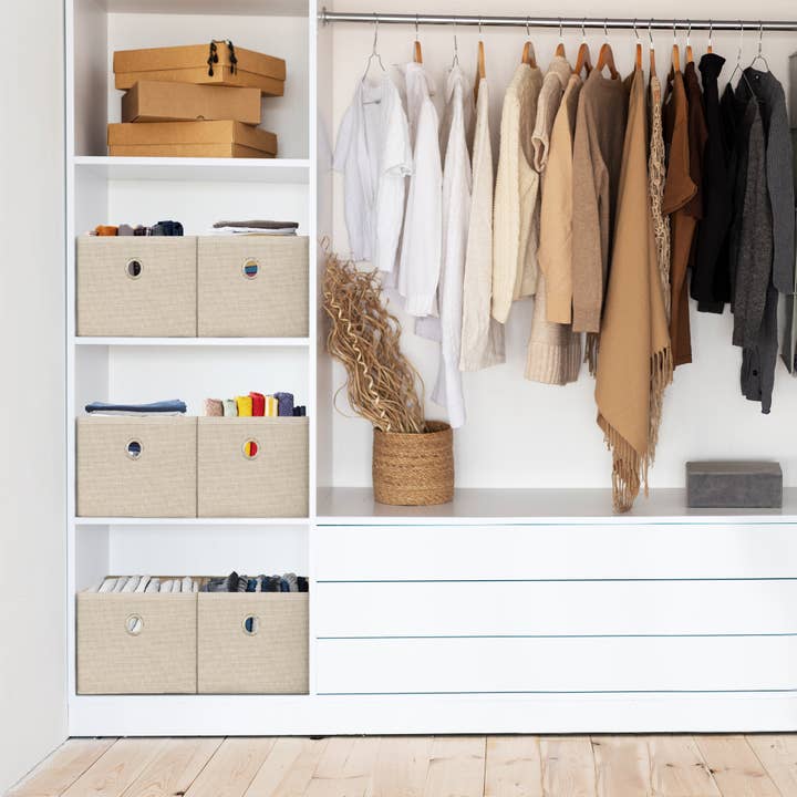 HOMEHAVEN - Wholesale Storage Bin - Fabric Bins W9xH6xL13.75" for Shelves, Set of 2, Grey2