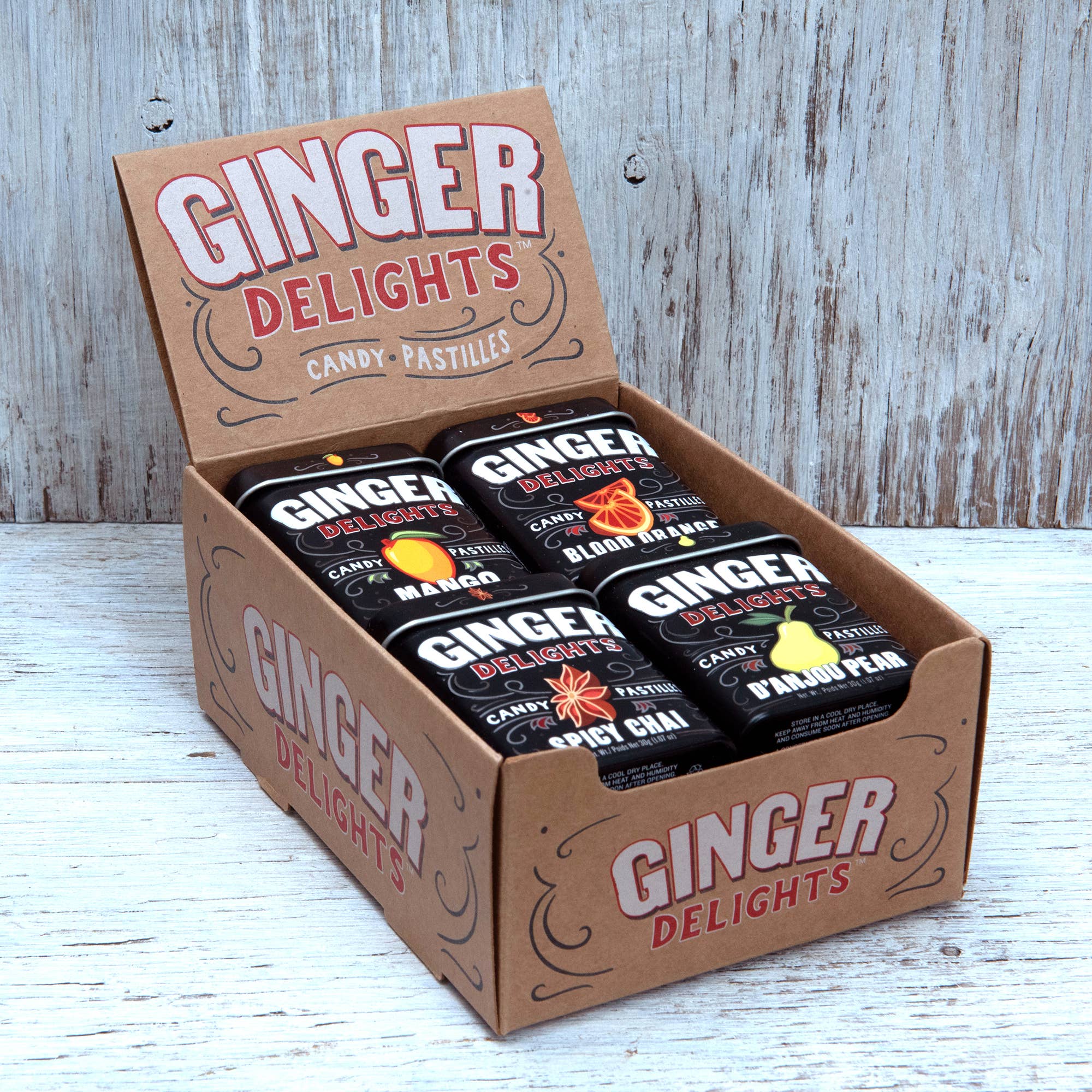 Big Sky Brands Inc. – wholesale Boiled sweets – Ginger Delights Mixed - 4 flavors 48ct3