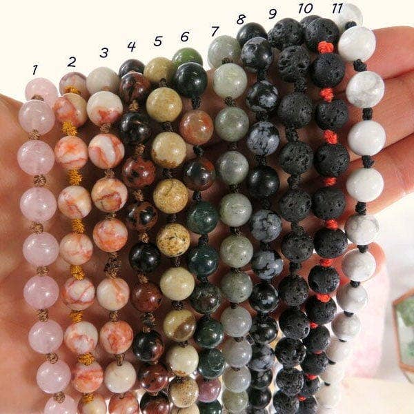 Rock Paradise - Wholesale Beaded/Pearl Necklace - Crystal Gemstone Knotted Necklace - Mala Necklace Spiritual