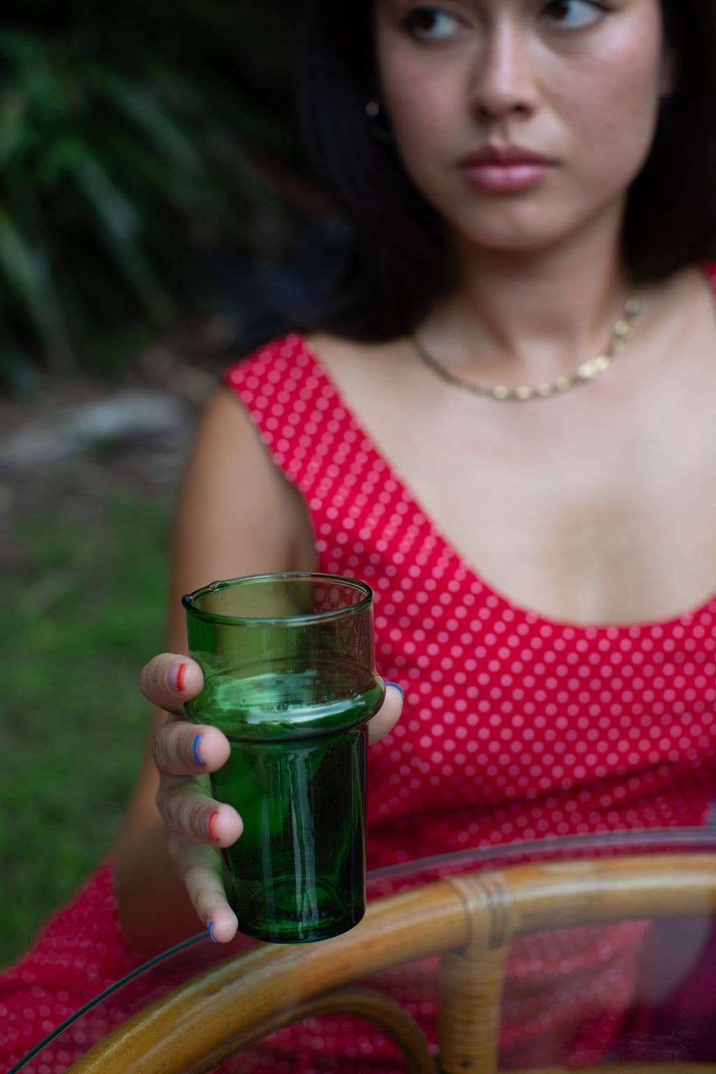 Voyage - Wholesale Drinking Glass/Cup - Moroccan Palm Green Beldi Glass (24)4