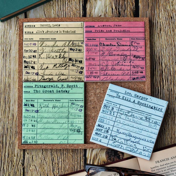 Bookstore Coaster Trivet Set | Book Lover Gift | Bookish and other Purchase Wholesale gift card number. Free Returns & Net 60 Terms on Faire trending on Faire.