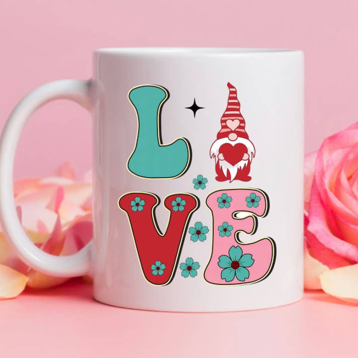 Valentines Love Gnomes koffiemok Valentines theekop voor wholesale door Dazzle Design Diva