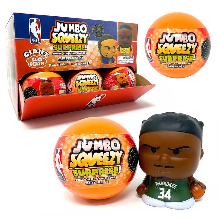 Party Animal, Inc. - Wholesale Retailer Display - Kids & Baby - NBA Jumbo Squeezy Capsule Display - 18 ct 2025