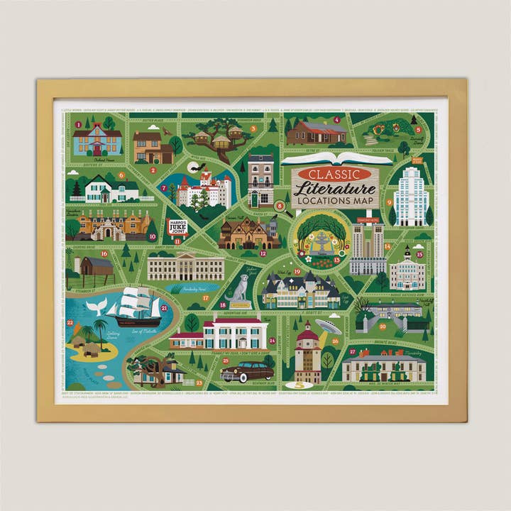 Klassieke literatuur Locaties Kaart Afdrukken voor wholesale door Lucie Rice Illustration and Design