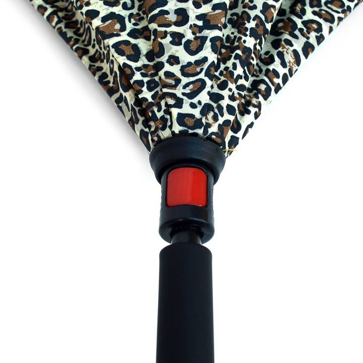 Selini New York - Wholesale Umbrella - Unisex - Leopard Print Double Layer Inverted Umbrella