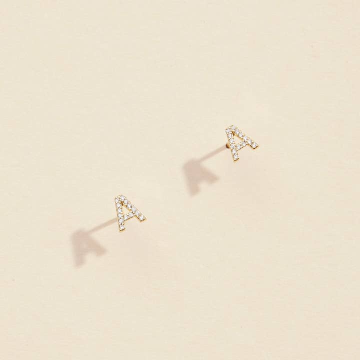 Frem - Wholesale Stud/Post Earrings - Initial Letter Stud Earrings – 12 Pack Bundle in Gold or Silver11