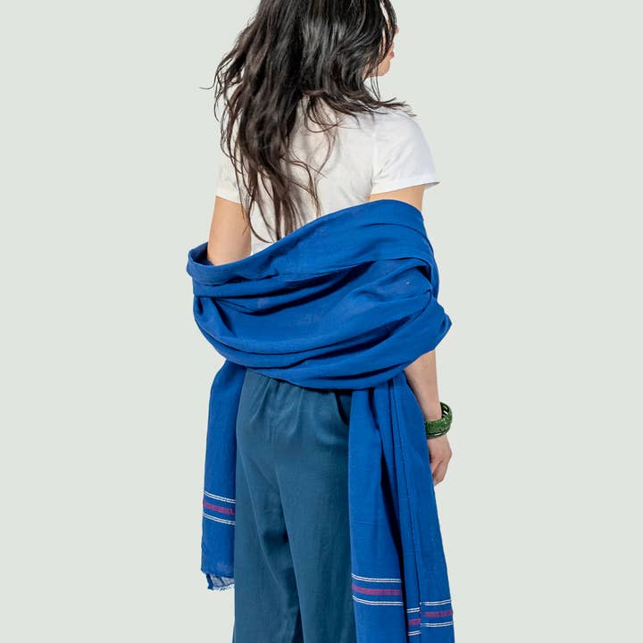 Shoo for Good - Wholesale Scarf - Women's - Insect-Repellent Wrap — Camellia in Cobalt Blue