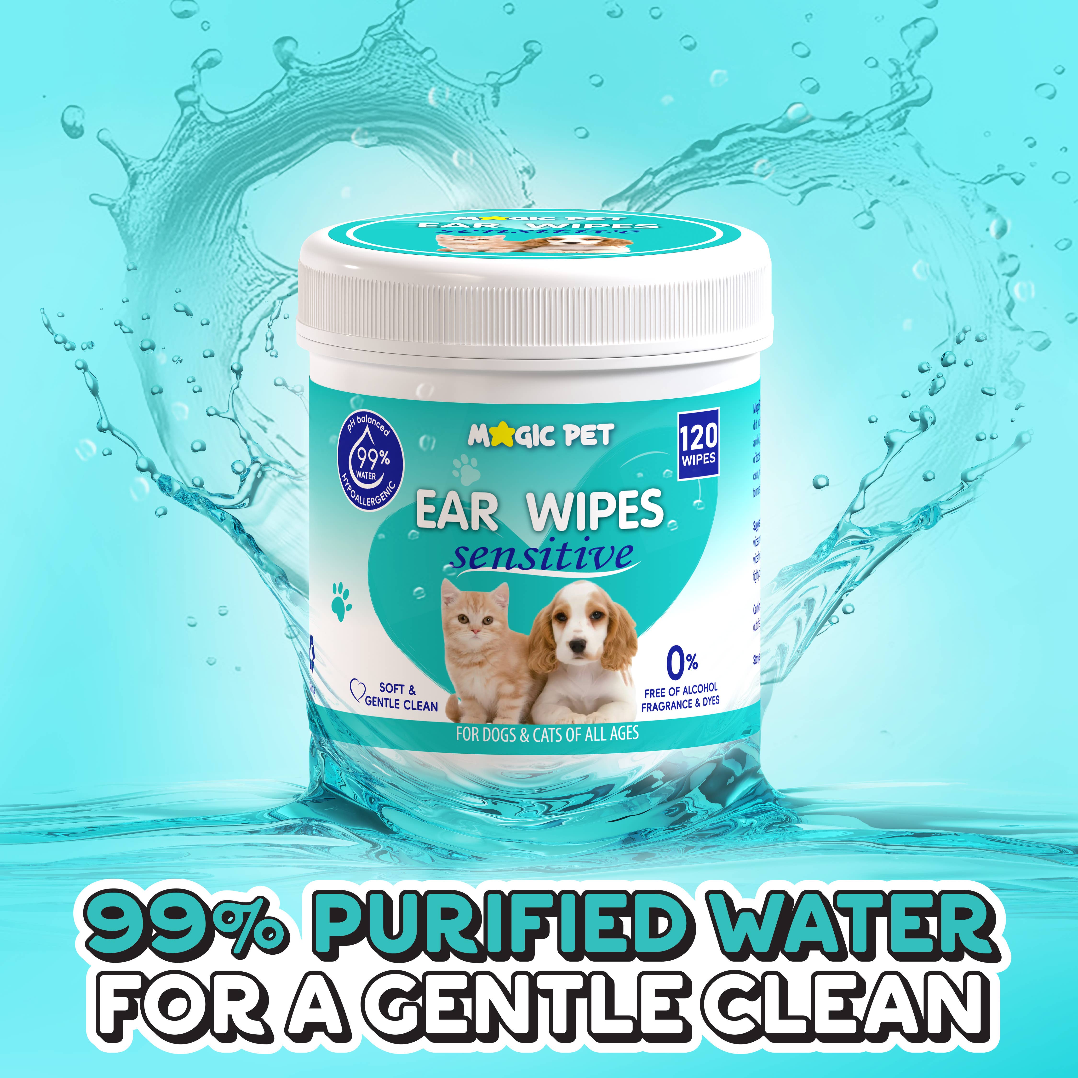Magic Pet - Vente Produit de toilettage – chien - Lingettes nettoyantes pour oreilles hypoallergéniques pour chats et chiens Magic Pet 120 unités.1