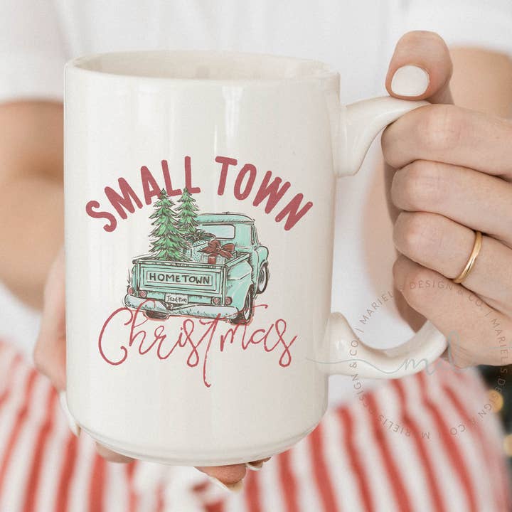 Small Town Christmas Mug for wholesale by Marielis Design Co