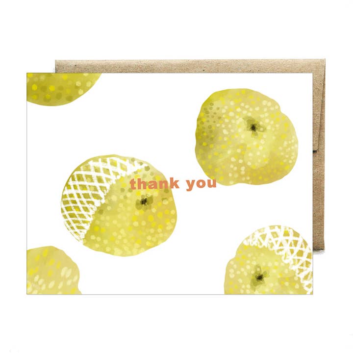 Asian pear thank you card for wholesale by Ferme à Papier