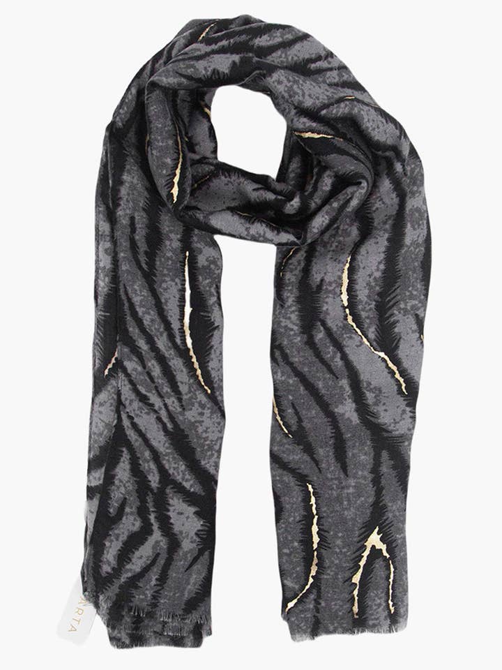 Écharpe légère à rayures de tigre grises Annika pour la vente par Sarta Accessories