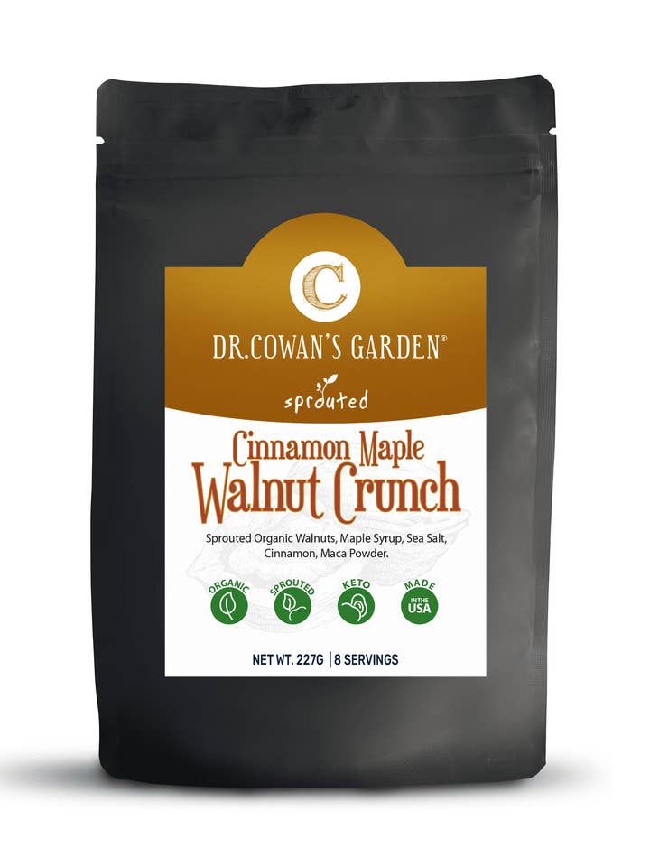 Gekiemde noten met smaak – Kaneel-esdoorn walnootkrokant voor wholesale door Dr. Cowan's Garden