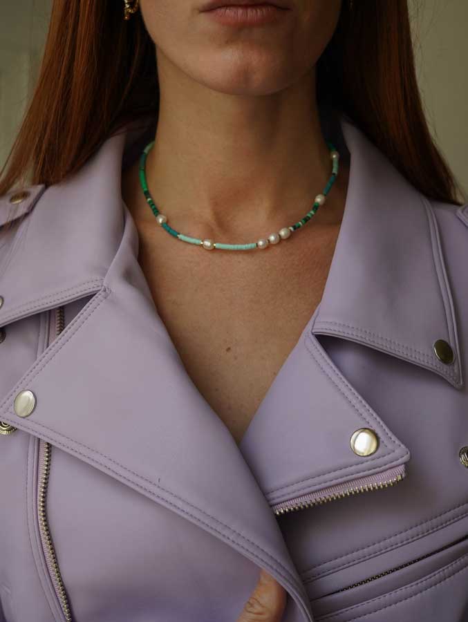 Bijoux 7bis - Wholesale Beaded/Pearl Necklace - Steel Rondelle Gum Beads Necklace3