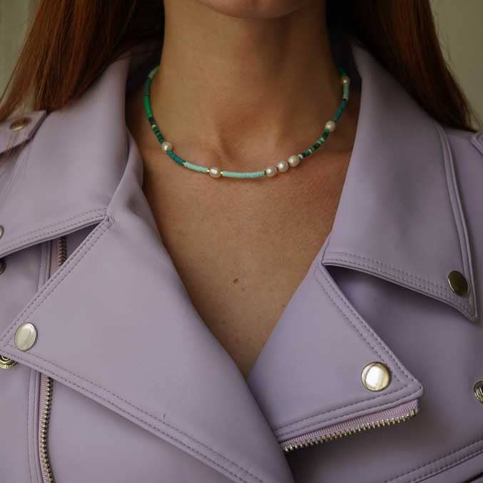 Bijoux 7bis - Wholesale Beaded/Pearl Necklace - Steel Rondelle Gum Beads Necklace3