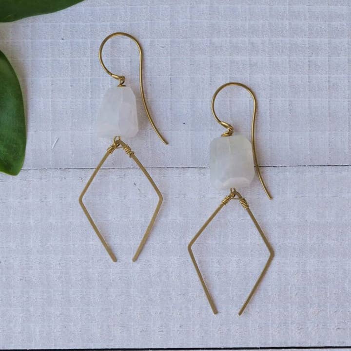 Brass Open Diamond Stone Earring for wholesale by Baizaar
