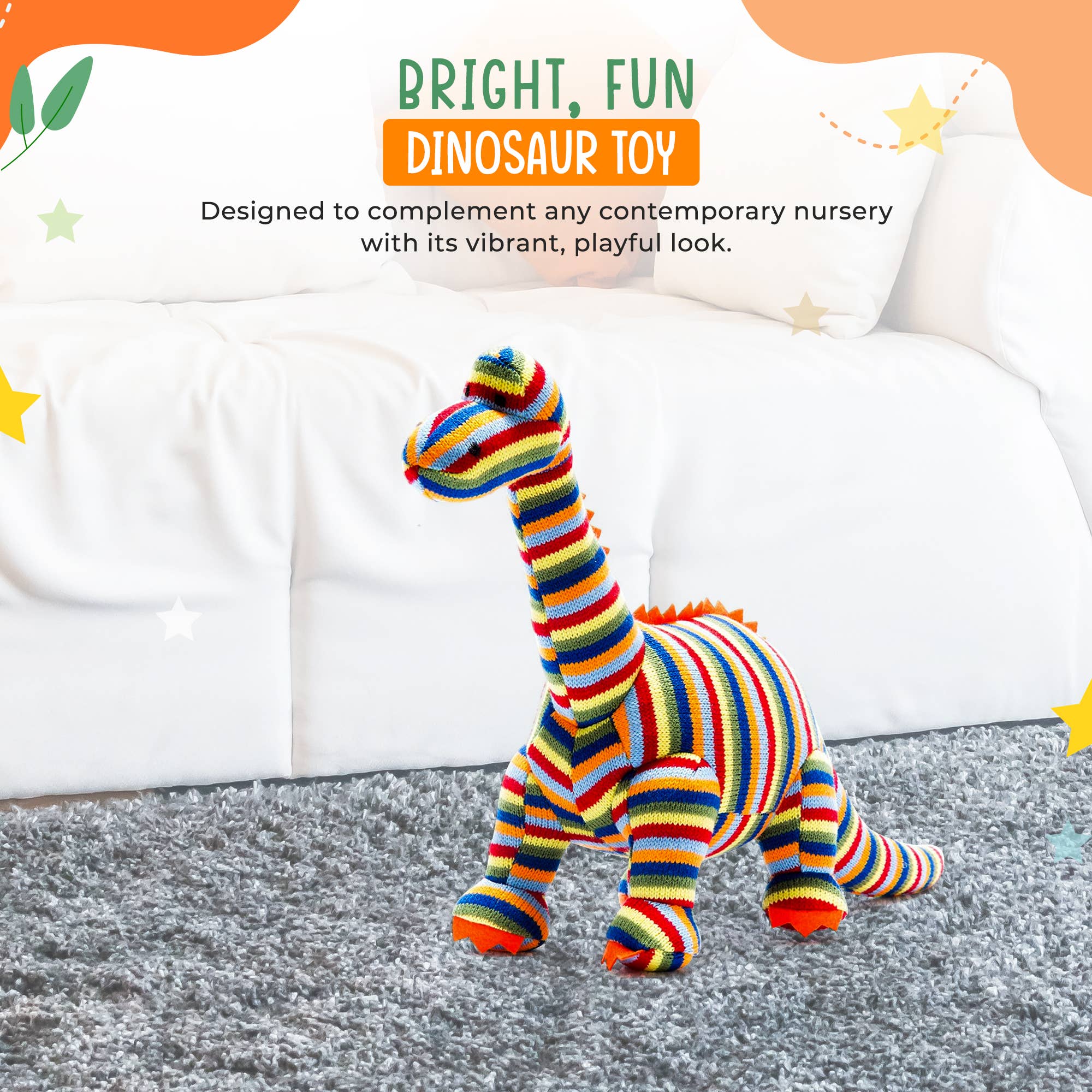 Best Years Ltd – wholesale Stuffed/plush toy – Kids & baby – Knitted Stripe Diplodocus Dinosaur Soft Toy Teddy4