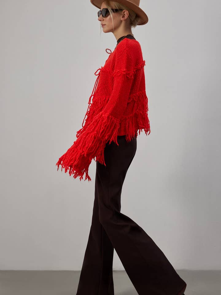 FRINGED KNITTED CARDIGAN for wholesale by Touché Privé