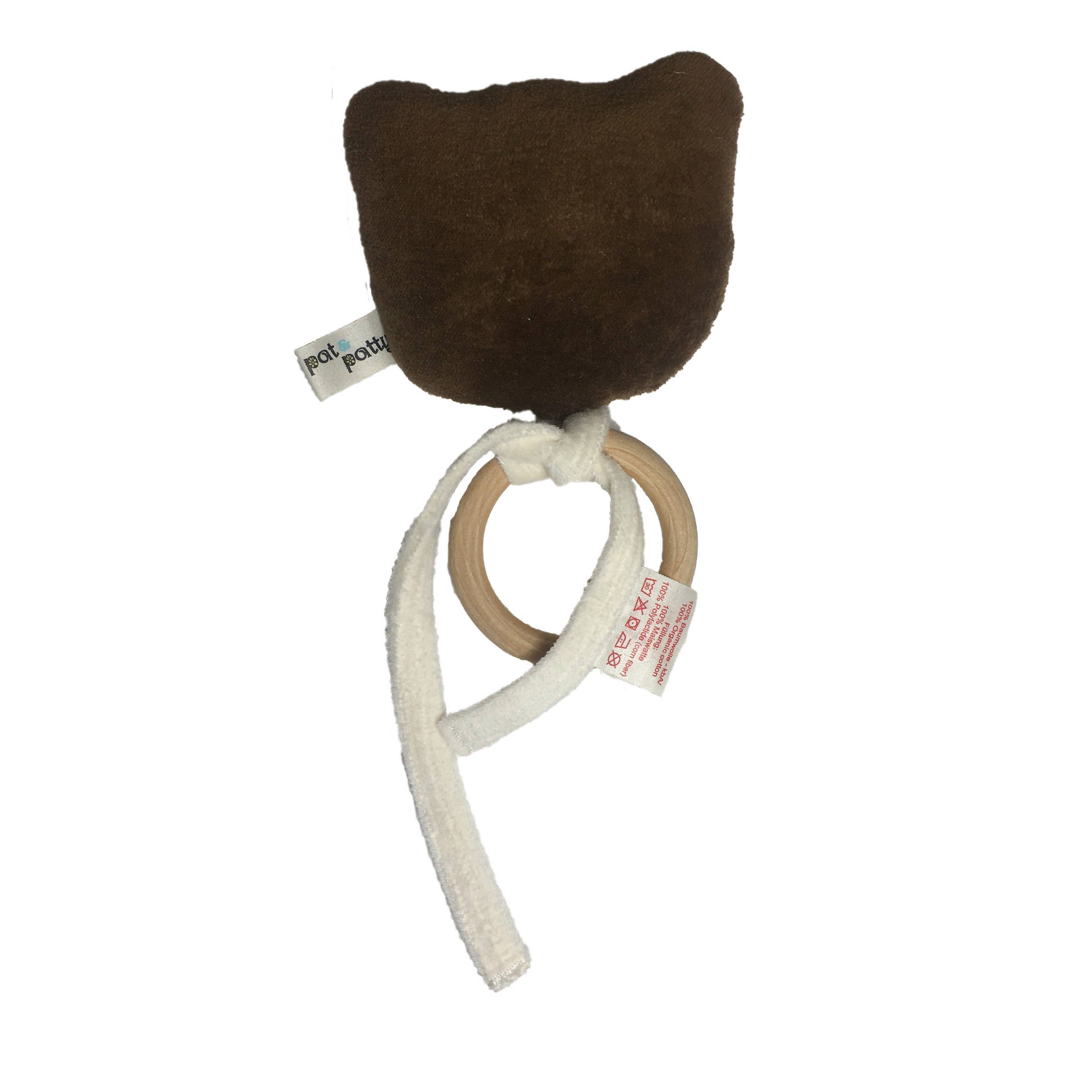 Pat & Patty - Vente Hochet mobile – bébé - Mini-hochet écologique pour enfants « castor » avec anneau de dentition en bois naturel1