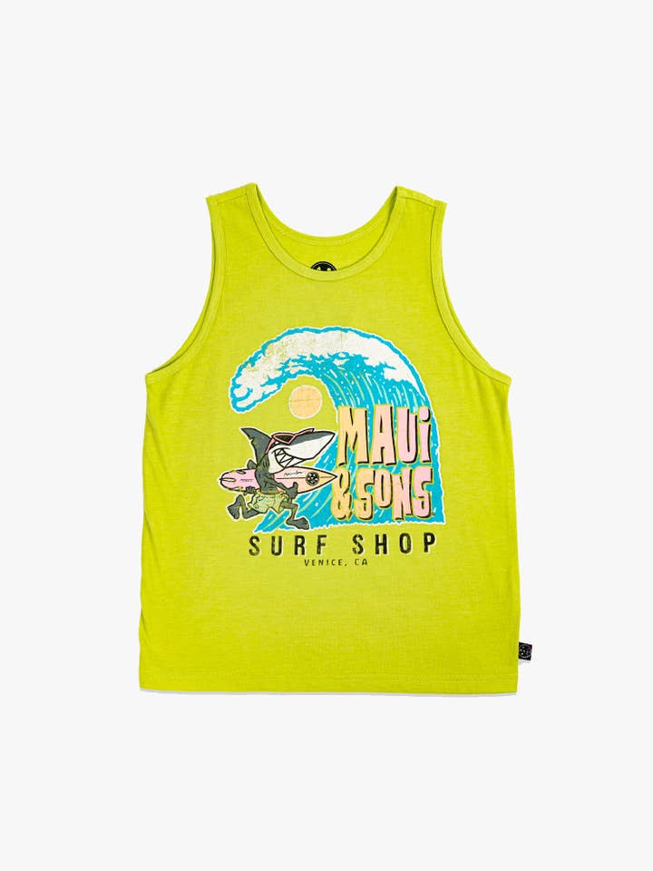 LIME Boys Surf Shop Tank Top for wholesale on Faire